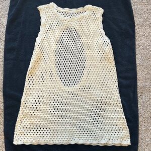 Cream Crochet Sleeveless Top